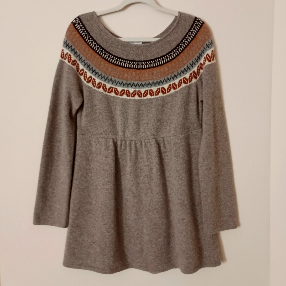 Garnet Hill Wool Sweater‎ Fairisle Nordic Apres Ski Long Line Medium